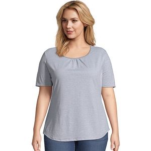 JMS Striped & Shirred Scoop-Neck Tee (26W/28W)